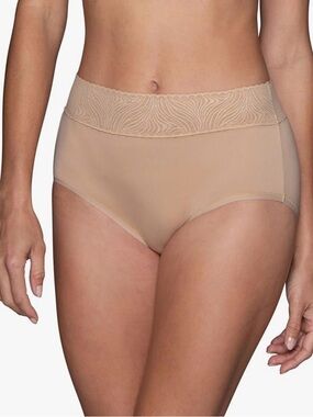 BNWT VANITY FAIR LINGERIE EFFORTLESS BRIEF PANTY SIZE 9/2XL DAMASK NEUTRAL NUDE